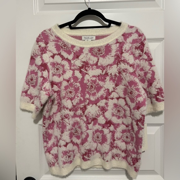Rachel Zoe Sweaters - NWT Rachel Zoe Pink Floral Short-Sleeve Crewneck Sweater Size Large